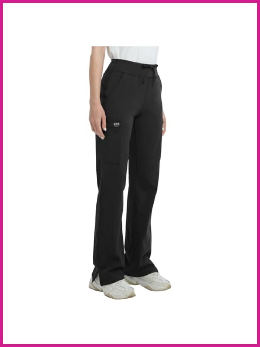 High Rise Yoga Scrub Pants Straight Wide Leg Cargo Pocket Knit Waistband
